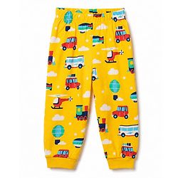Babyhug 100% Cotton Knit Half Sleeves Co Ord T-Shirt & Pyjama Night Suit Vehicle Print - Yellow