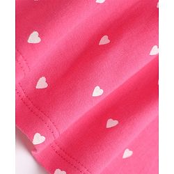 Babyhug 100% Cotton Single Jersey Knit Full Sleeves One Piece Dress with Hearts Print & Bow Applique - Pink