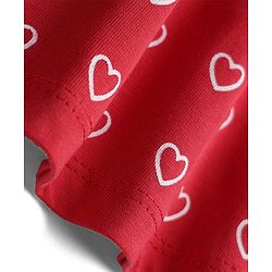 Babyhug 100% Cotton Single Jersey Knit Full Sleeves One Piece Frock With Heart Print & Bow Applique - Red
