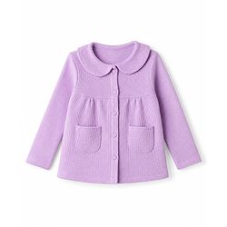Babyhug 100% Cotton Knit Full Sleeves Co-Ords Top & Pyjama Night Suit with Pockets - Lavender