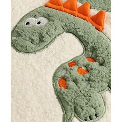Babyhug Fur Velour Woven Full Sleeves Dino Embroidered Winter Wear Suit - Olive Green
