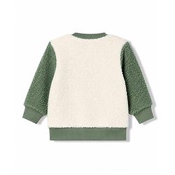 Babyhug Fur Velour Woven Full Sleeves Dino Embroidered Winter Wear Suit - Olive Green