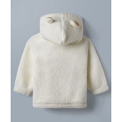 Babyhug Fur Woven Full Sleeves Hooded Winter Wear Suit Teddy Patch - White