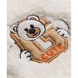 Babyhug Fur Woven Full Sleeves Hooded Winter Wear Suit Teddy Patch - White