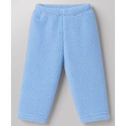 Babyhug Fur Woven Full Sleeves Hooded Winter Wear Suit Teddy Patch - Blue