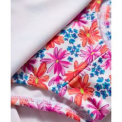 Babyhug Sleeveless Floral Printed Water Repellant Frock Swimsuit - Red