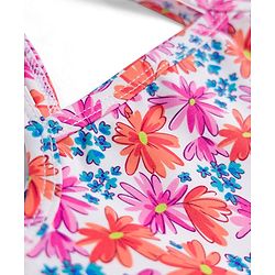 Babyhug Sleeveless Floral Printed Water Repellant Frock Swimsuit - Red