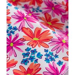 Babyhug Sleeveless Floral Printed Water Repellant Frock Swimsuit - Red