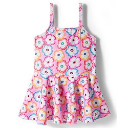 Babyhug Sleeveless Floral Printed Water Repellant Frock Swimsuit - Pink