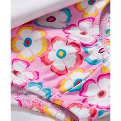 Babyhug Sleeveless Floral Printed Water Repellant Frock Swimsuit - Pink