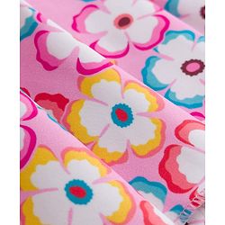 Babyhug Sleeveless Floral Printed Water Repellant Frock Swimsuit - Pink