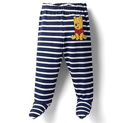 Babyhug Disney 100% Cotton Knit Full Sleeves Onesies & Bootie Leggings With Stripes & Winnie The Pooh Graphic - Multicolor