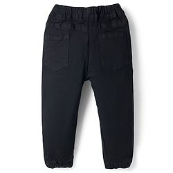 Babyhug Denim Full Length Jogger Style Washed Jeans With Stretch - Black