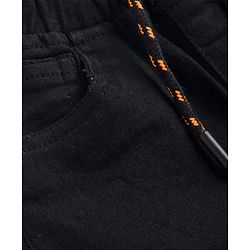 Babyhug Denim Full Length Jogger Style Washed Jeans With Stretch - Black