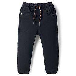 Babyhug Denim Full Length Jogger Style Washed Jeans With Stretch - Black
