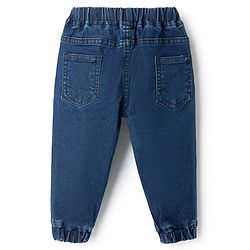 Babyhug Denim Full Length Jogger Style Washed Jeans With Stretch - Black