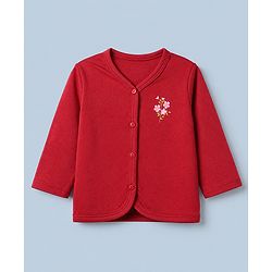 Babyhug 100% Cotton Interlock Knit Full Sleeves Front Open Jhablas With Floral Print Pack of 3 - Red & Pink