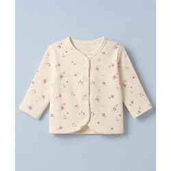 Babyhug 100% Cotton Interlock Knit Full Sleeves Front Open Jhablas With Floral Print Pack of 3 - Red & Pink