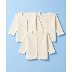 Babyhug 100% Cotton Knit Full Sleeves Front Open Jhablas Pack of 3 - White