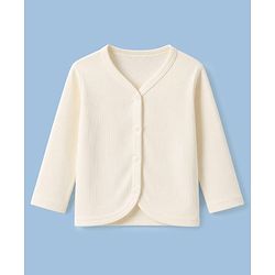 Babyhug 100% Cotton Rib Knit Full Sleeves Solid Colour Jhablas Pack of 3 - Cream