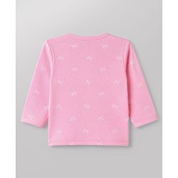 Babyhug 100% Cotton Interlock Knit Front Open Jhablas With Heart & Bow Print pack of 3 - Pink Peach White
