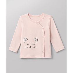 Babyhug 100% Cotton Interlock Knit Front Open Jhablas With Heart & Bow Print pack of 3 - Pink Peach White