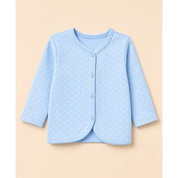 Babyhug 100% Cotton Interlock Knit Front Open Striped Jhablas With Floral & Polka Dot Print Pack of 3 - Light Blue, White & Pink