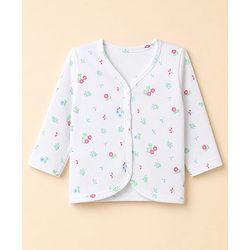 Babyhug 100% Cotton Interlock Knit Front Open Striped Jhablas With Floral & Polka Dot Print Pack of 3 - Light Blue, White & Pink