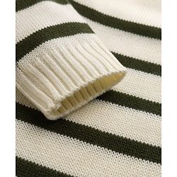 Babyhug Sweater Knit Full Sleeves Striped Sweater Set -White