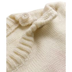 Babyhug Sweater Knit Full Sleeves Striped Sweater Set -White