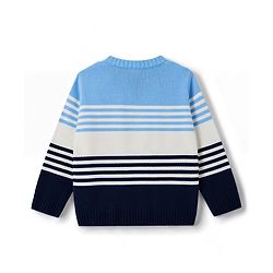 Babyhug Sweater Knit Full Sleeves Sweater Set with Stripes - Blue