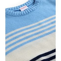 Babyhug Sweater Knit Full Sleeves Sweater Set with Stripes - Blue