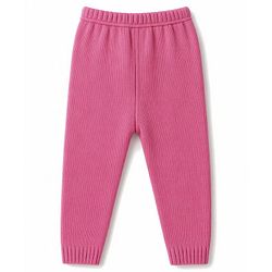 Babyhug Knit Full Sleeves Solid Colour Sweater Set with Cable Knit Design- Pink