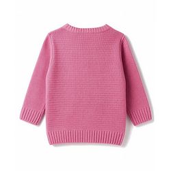 Babyhug Knit Full Sleeves Solid Colour Sweater Set with Cable Knit Design- Pink