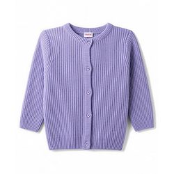 Babyhug Knit Full Sleeves Solid Colour Sweater Set - Lilac