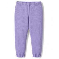 Babyhug Knit Full Sleeves Solid Colour Sweater Set - Lilac