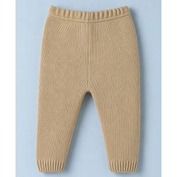 Babyhug Knit Full Sleeves Sweater Set With Cable Knit - Beige
