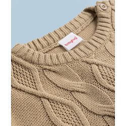 Babyhug Knit Full Sleeves Sweater Set With Cable Knit - Beige