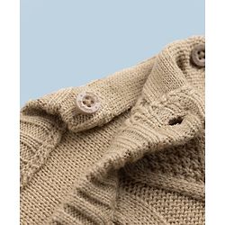 Babyhug Knit Full Sleeves Sweater Set With Cable Knit - Beige