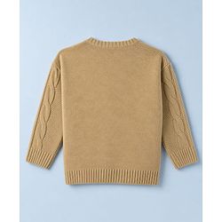 Babyhug Knit Full Sleeves Sweater Set With Cable Knit - Beige