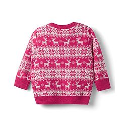 Babyhug Knit Full Sleeves Floral & Deer Designed Sweater Set -Pink