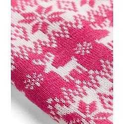 Babyhug Knit Full Sleeves Floral & Deer Designed Sweater Set -Pink