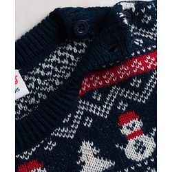 Babyhug Knit Full Sleeves Snow Man Designed Sweater Set -Navy