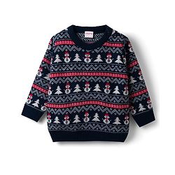 Babyhug Knit Full Sleeves Snow Man Designed Sweater Set -Navy