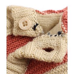 Babyhug Knit Full Sleeves Striped Sweater Set - Rust Orange