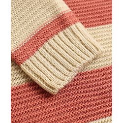 Babyhug Knit Full Sleeves Striped Sweater Set - Rust Orange