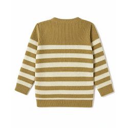 Babyhug  Female Knit Full Sleeves Sweater Set with Striped Design - White
