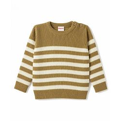 Babyhug  Female Knit Full Sleeves Sweater Set with Striped Design - White