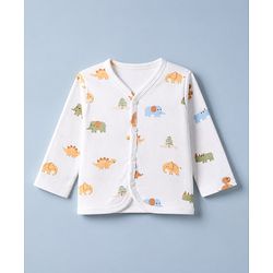 Babyhug 100% Cotton Interlock Knit Full Sleeves Jhablas With Animal Print Pack of 3 - White Olive Green & Orange