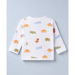 Babyhug 100% Cotton Interlock Knit Full Sleeves Jhablas With Animal Print Pack of 3 - White Olive Green & Orange